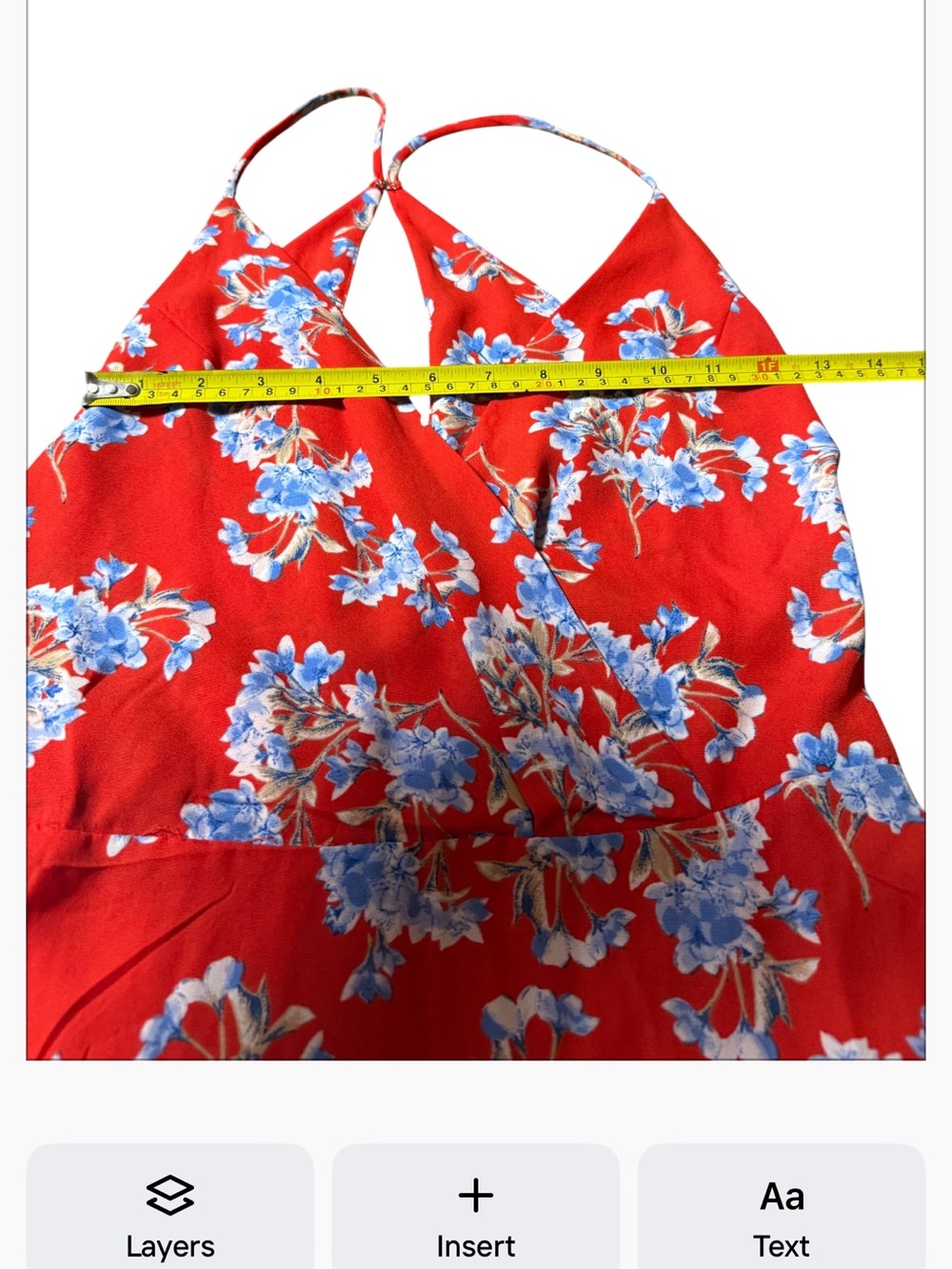 Lush Red Floral Maxi dress  with Blue Accent Flowers size XS in excellent condit - Picture 9 of 16
